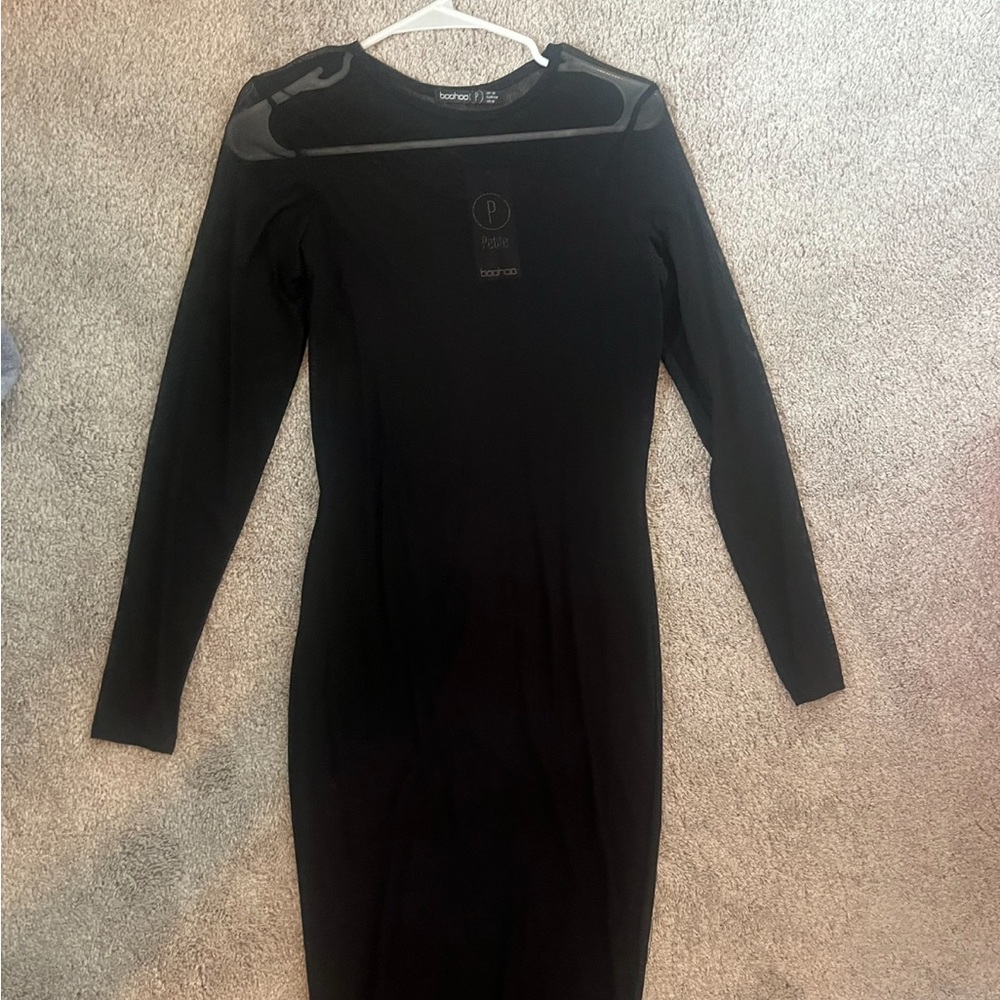 Boohoo Petite Black Long Sleeve Dress